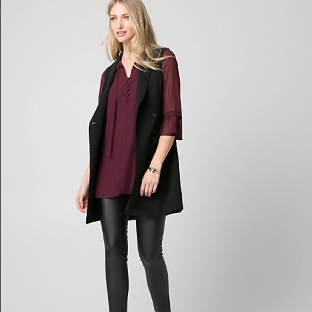 Le Chateau Ponte Shawl Collar Long Vest Black XS